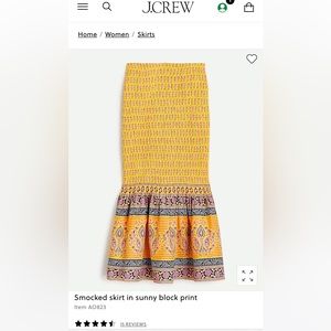 J. Crew Smocked skirt in sunny block print